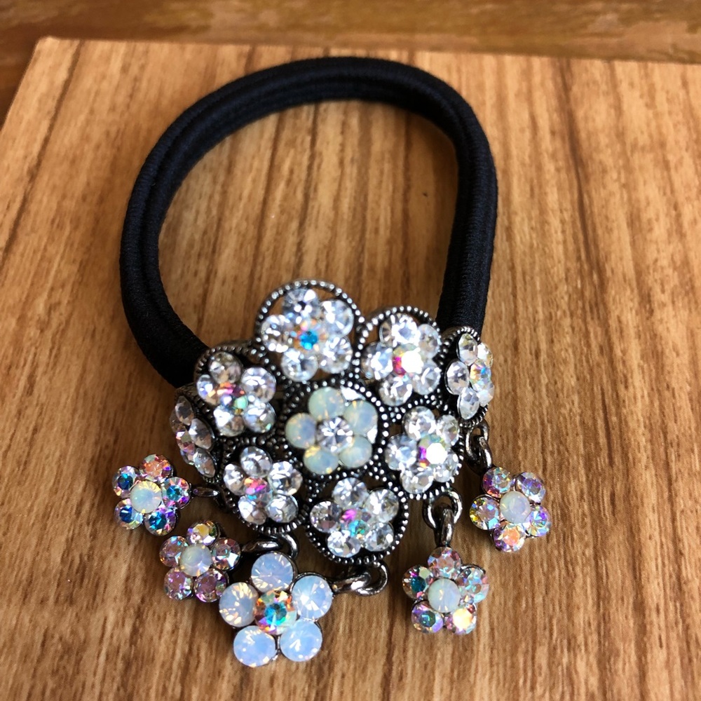 Crystal Floral Ponytail Hair Tie